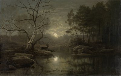 Erdei táj a holdfényben alkotó: Georg Eduard Otto Saal