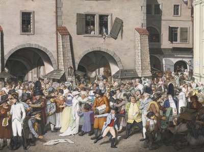 Nyüzsgő piactér, Prága, 1804 alkotó: Georg Emanuel Opiz