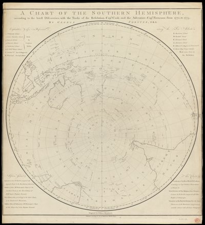 A déli félteke térképe, Cook után alkotó: Georg Forster