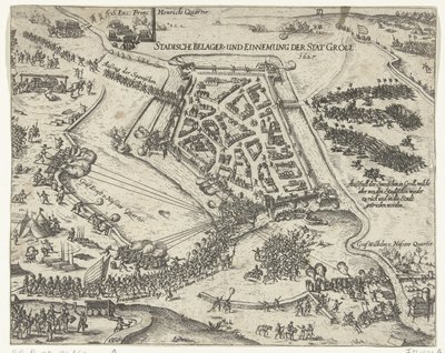 Frederik Hendrik Grol ostroma, 1627 Stadische belager- und einnemung der stat Groll. 1627 (cím a tárgyon) alkotó: Georg Keller