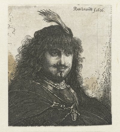 Önarckép (?) tollas sapkával és leeresztett szablyával alkotó: Georg Leopold Hertel