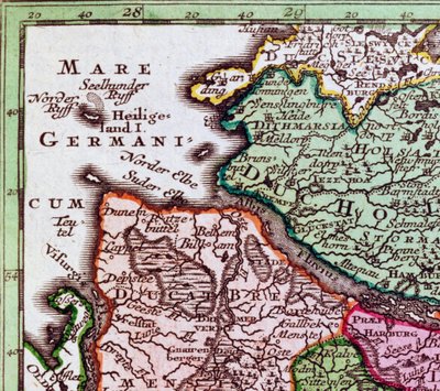 Helgoland részlete Észak-Németország térképéről alkotó: Georg Matthäus Seutter