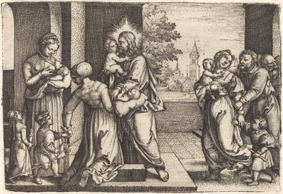 Krisztus gyerekekkel körülvéve alkotó: Georg Pencz