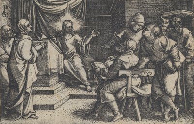 Krisztus az orvosokkal a templomban, Krisztus története, 1534-35. alkotó: Georg Pencz