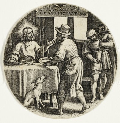 Éhezők etetése, Az irgalmasság hét cselekedetéből alkotó: Georg Pencz