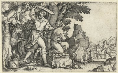 Ábrahám feláldozása Izsáktól Ábrahám története (sorozat címe) alkotó: Georg Pencz