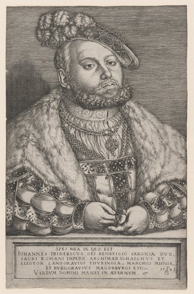 Nagyképű Johann Friedrich szász választófejedelem portréja, 1543. alkotó: Georg Pencz