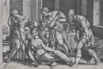 Lucretia öngyilkossága, Jelenetek a római történelemből. alkotó: Georg Pencz