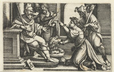 A nő eskü alatt kijelenti ártatlanságát az igazság szája Bocca della Verita alkotó: Georg Pencz