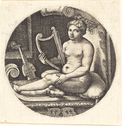 Nő hárfával alkotó: Georg Pencz