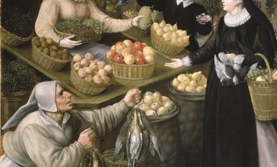 Az ősz allegóriája: gyümölcs- és zöldségbódé a Weinmarkt felett Frankfurt am Mainban alkotó: Georg and Valkenborch Lucas Van Flegel