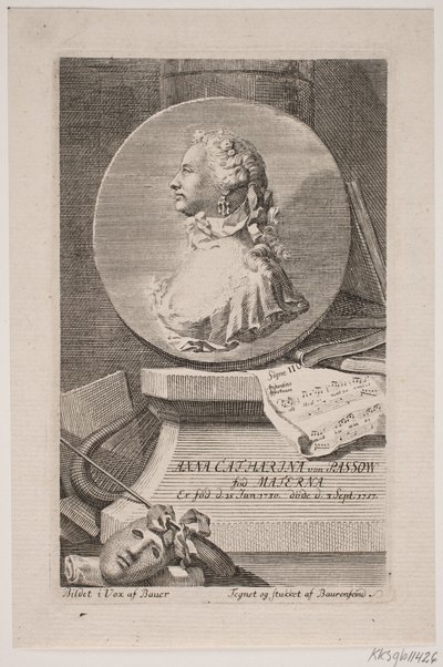 Anna Catharina von Passow színésznő alkotó: Georg Vilhelm Baurenfeind