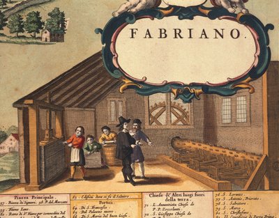 Fabriano város papíriparának részlete, Georg Braun alkotó: Georg Braun and Hogenberg Franz