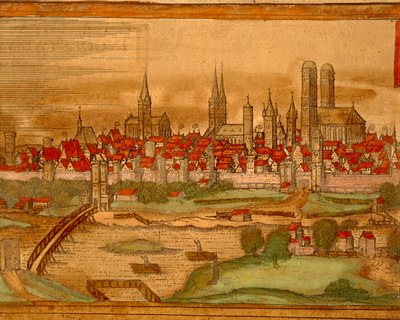 München városának térképe, Georg Braun alkotó: Georg Braun and Hogenberg Franz