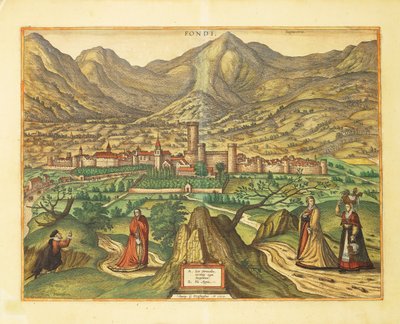 Fondi, Lazio régió térképe Georg Braun világtérképéről alkotó: Georg Braun and Hogenberg Franz