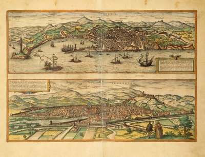 Georg Braun Genova és Firenze térképe az Egyesült Államokból alkotó: Georg Braun and Hogenberg Franz