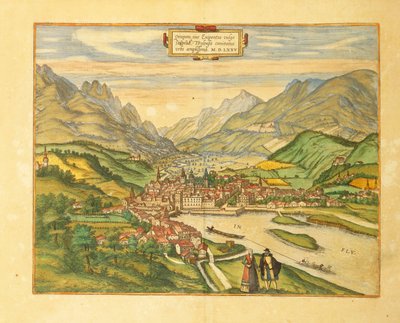 Innsbruck térképe Georg Braun világtérképéről alkotó: Georg Braun and Hogenberg Franz
