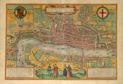 London térképe a World Cityből, Georg Braun alkotó: Georg Braun and Hogenberg Franz