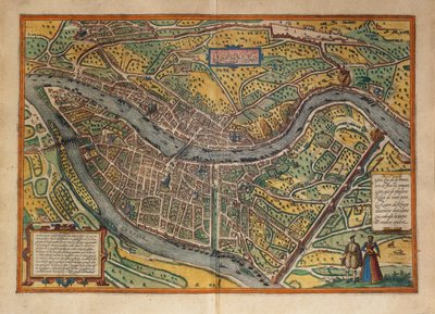 A franciaországi Lyon térképe az Amerikai Egyesült Államokból, Georg Braun alkotó: Georg Braun and Hogenberg Franz