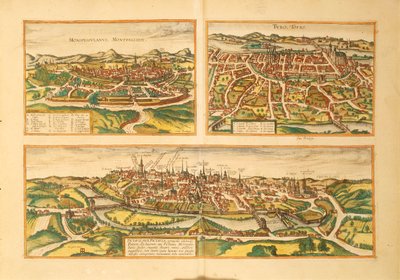 Georg Braun Montpellier, Tours és Poitiers térképe a Civitates Orbis Terrarumtól alkotó: Georg Braun and Hogenberg Franz