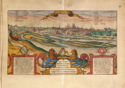 München, Németország térképe az Amerikai Egyesült Államokból, Georg Braun alkotó: Georg Braun and Hogenberg Franz