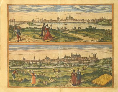 Orleans és Bourges térképe Georg Braun világtérképéről alkotó: Georg Braun and Hogenberg Franz