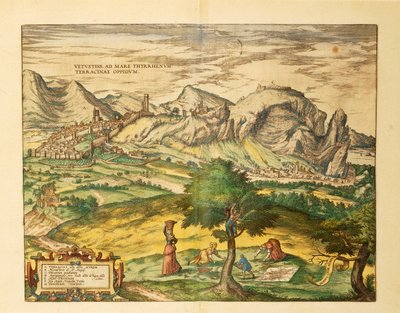 Terracina, Lazio régió térképe Georg Braun világtérképéről alkotó: Georg Braun and Hogenberg Franz