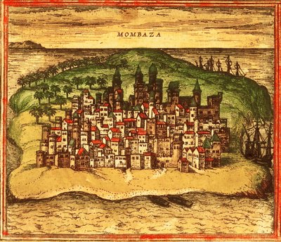 Mombasa, Kenia, Afrika von Georg and Hogenberg Franz (1535-90) Braun
