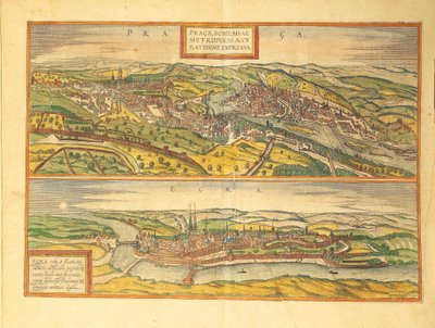Prága és Cheb, Eger a világ városaiból szerző: Georg Braun alkotó: Georg Braun and Hogenberg Franz
