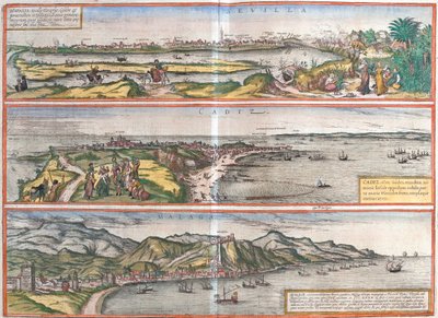 Sevilla, Cádiz, Málaga, Spanyolország alkotó: Georg and Hogenberg Franz (1535 90) Braun