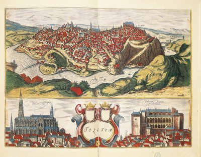 Spanyolország, Toledo, Toledo városa a Civitates Orbis Terrarumból, Georg Braun és Franz Hogenberg, metszet alkotó: Georg Braun and Hogenberg Franz