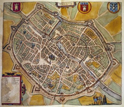 Tours város térképe Franciaországban. Metszet „Braun és Hogenberg” atlaszából” 1572 alkotó: Georg Braun and Hogenberg Franz