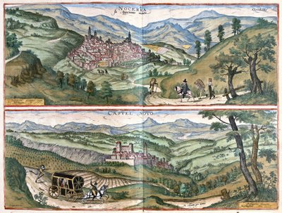 Nocera Umbra (Perugia tartomány) és Castelnuovo di Porto (Róma régió), Olaszország alkotó: Georg Braun and Hogenberg Franz