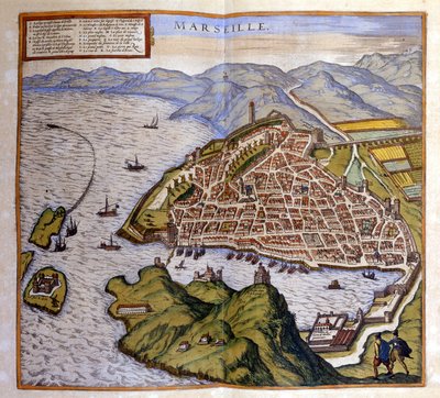 Kilátás Marseille-re a Braun és Hogenberg atlaszból alkotó: Georg Braun and Hogenberg Franz