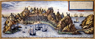 Kilátás Aden városára Jemenben a Braun & Hogenberg „Civitates Orbis Terrarum” atlaszáról alkotó: Georg Braun and Hogenberg Franz