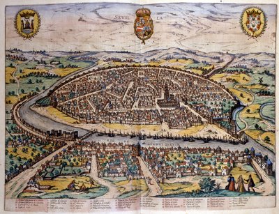 Kilátás Sevillára a Braun és Hogenberg atlaszból alkotó: Georg Braun and Hogenberg Franz
