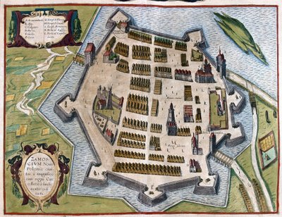 Zamosc, Lengyelország (metszet alkotó: Georg Braun and Hogenberg Franz