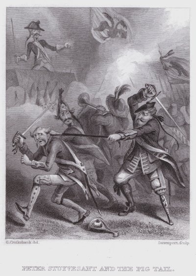 Peter Stuyvesant és a disznófark (metszet) alkotó: George (after) Cruikshank