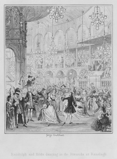 Randulph és Hilda táncol a Rotundában Ranelaghban (metszet) alkotó: George (after) Cruikshank