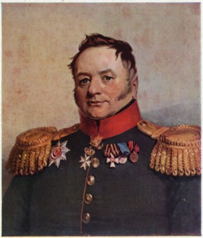 Pavel Tuchkov portréja (színes litográfia) alkotó: George (after) Dawe