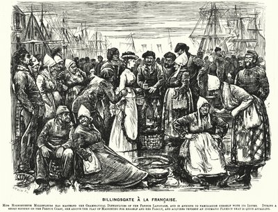 Lyukasztó rajzfilm: Billingsgate a la Francaise (metszet) alkotó: George (after) Du Maurier