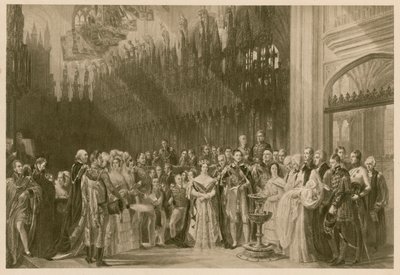 A walesi herceg, a leendő VII. Edward király keresztelője, Szent György-kápolna, Windsori kastély, 1842. január 24. (fénynyomat) alkotó: George (after) Hayter