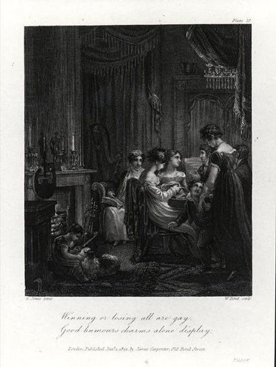 Belföldi jelenet, Peter Coxe „The Social Day” című művéből, William Bond metszete, 1822-ben megjelent (metszet) (f/w fotó) alkotó: George (after) Jones