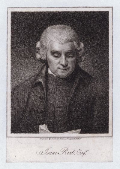 Isaac Reed, angol irodalmi szerkesztő és könyvgyűjtő (metszet) alkotó: George (after) Romney
