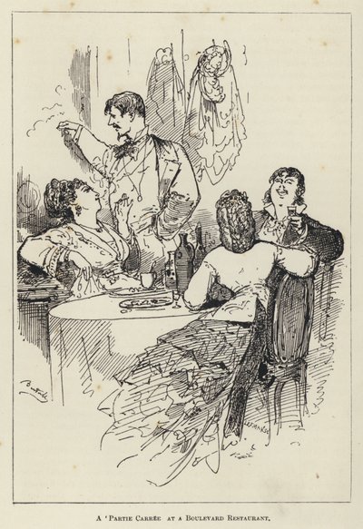 „Partie Carree” a Boulevard étteremben (metszet) alkotó: George Augustus Sala
