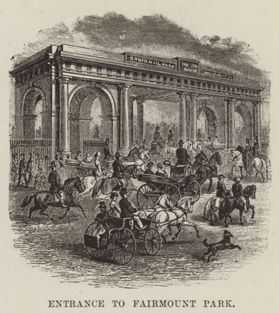Bejárat a Fairmount Parkba alkotó: George Augustus Sala