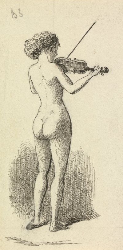 Meztelen nő hegedül alkotó: George Augustus Sala