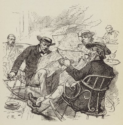 Lapok olvasása, hintaszékek alkotó: George Augustus Sala