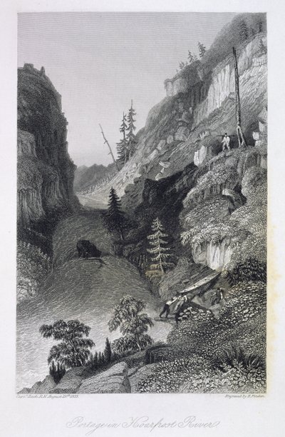 Portage in Hoarfrost River, 1833. augusztus 19., "Narratíva a sarkvidéki expedícióról a Great Fish River torkolatáig és a Jeges-tenger partjai mentén az 1833 és 1835 közötti években", Cap. alkotó: George Back