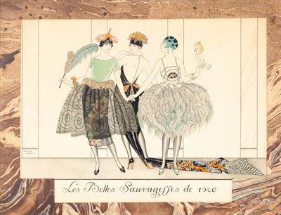 The Beautiful Sauvageffes of 1920, a Le Bonheur du Jour vagy a Les Graces à la Mode, 1924-ből. alkotó: George Barbier